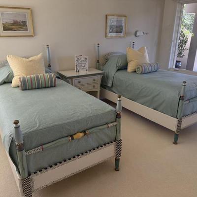Hand painted twin beds