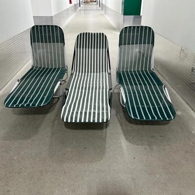 BM762 3 - Patio Lounge Chairs (Green & White Stripe)