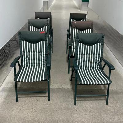 BM783 6 - Padded Stripe Metal Outdoor Folding Chairs