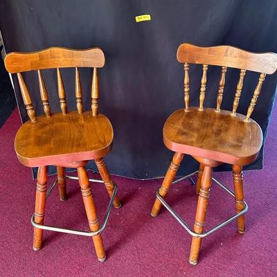 BM219 Two Solid Wood Swivel Bar Stools!