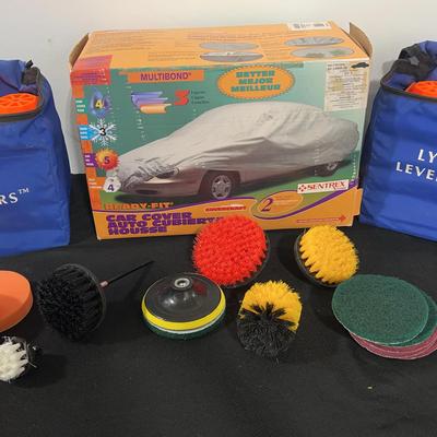 BM758 Car Cover, Levelers, And Drill Brush Attachments