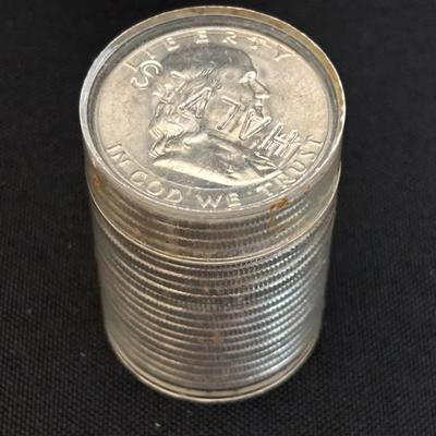 Franklin Half Dollars | 20 Coins | 90% Silver | Sealed Tube Lot
