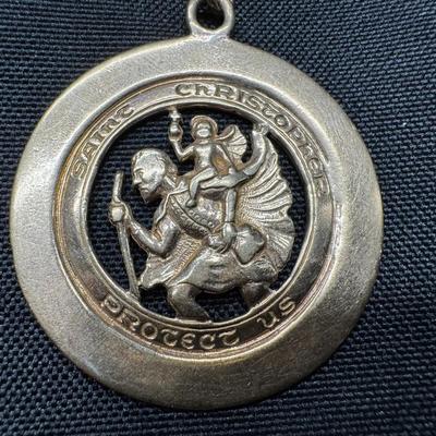 14K Yellow Gold “Saint Christopher Protect Us” Pendant with Chain | 23.26g Total Weight