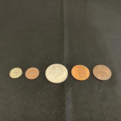 International Coins | 5-Piece Lot | Mexico (Silver Peso), Great Britain, Japan, and More