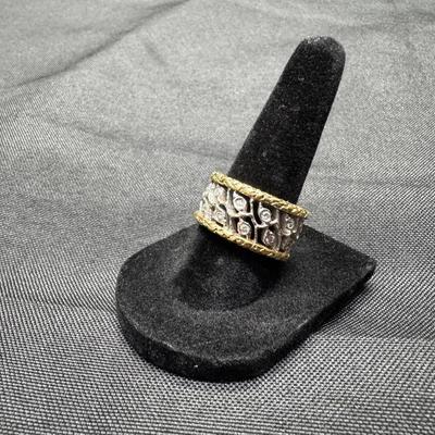 18K White & Yellow Gold Diamond Band | 23 Diamonds | 15.11g Total Weight | Jeweler Evaluated
