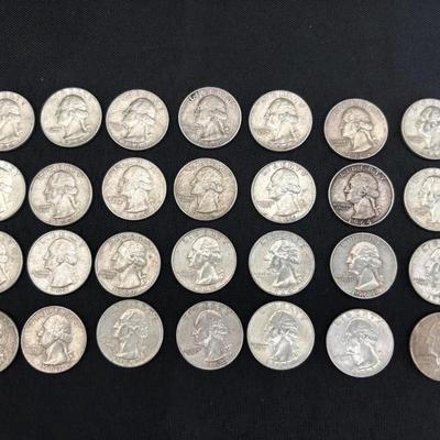 Washington Silver Quarters | 1964 | 28 Coins | Lot #2