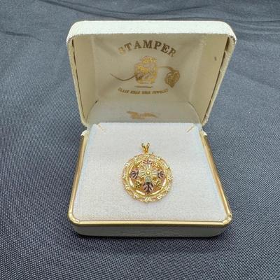12K Tri-Color Gold Flower Pendant | Stamper Black Hills Gold Jewelry | 3.32g Total Weight