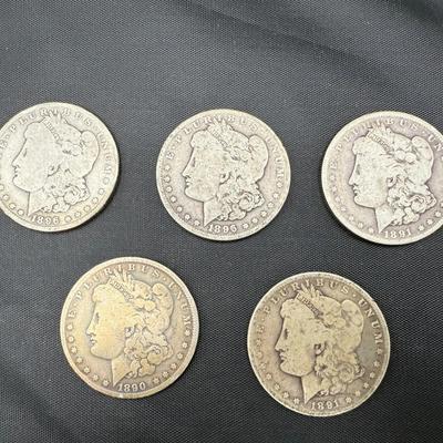 Morgan Silver Dollars | 1890-O, 1891, 1891-O, 1896-O (2) | 5 Coins