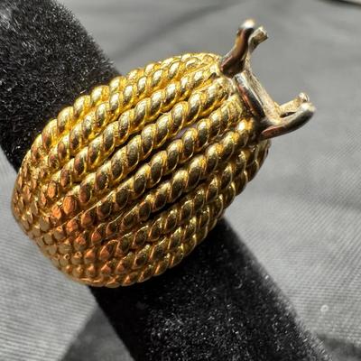 18K Yellow Gold Dome Ring Mount | Textured Rope Design | Total Weight 8.99g
