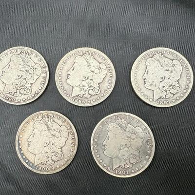 Morgan Silver Dollars | 1890-O, 1896-O, 1897-O, 1900-O, 1901-O | 5 Coins