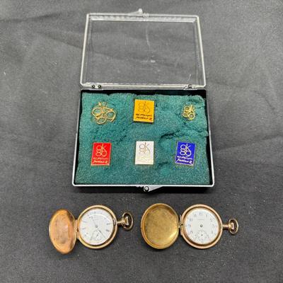 Antique Waltham & Elgin Pocket Watches | Moscow 1980 Olympic Pins | Vintage Collectible Lot