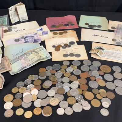World Coins and Currency Collection | 200+ Pieces | Notes, Coins, and Tokens
