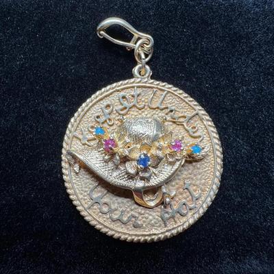 14K Yellow Gold “Keep It Under Your Hat” Pendant with Colorful Stones | 13.53g Total Weight