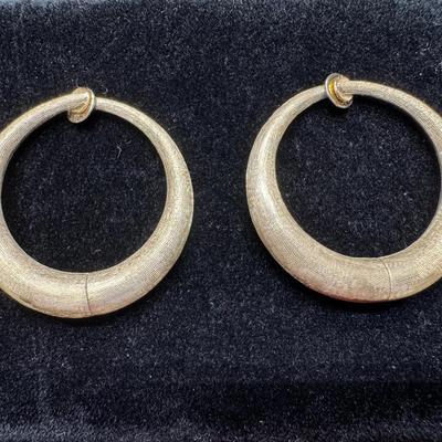 14K Yellow Gold Hoop Earrings | Textured Finish | 7.28g Total Weight