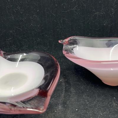 Lavorazione A Mano Italian Art Glass Candy Dishes Set of 2