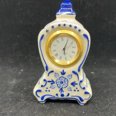Delft Blue Hand-Painted Porcelain Clock
