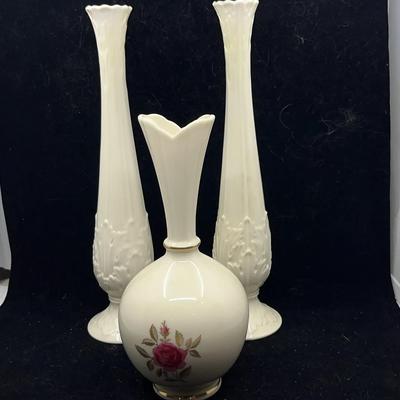 Set of 3 Lenox Porcelain Vases