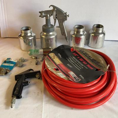 Paint Gun with Accessories and Air Hose