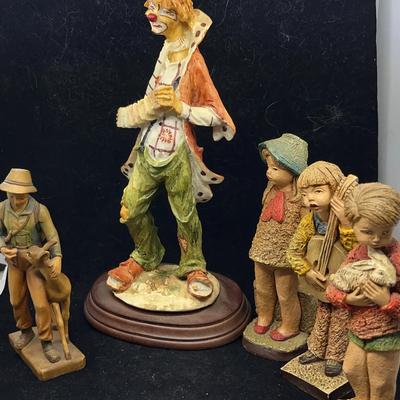 Collection of 5 Figurines Clown and Children Theme