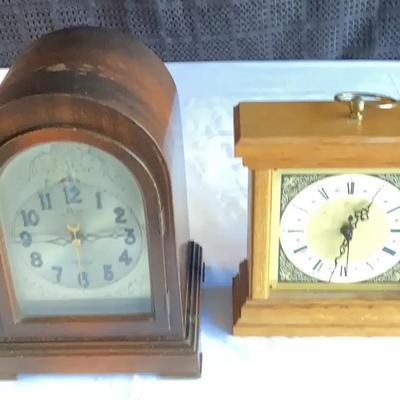 Pair of Vintage Mantel Clocks Revere Westminster and Seth Thomas Style