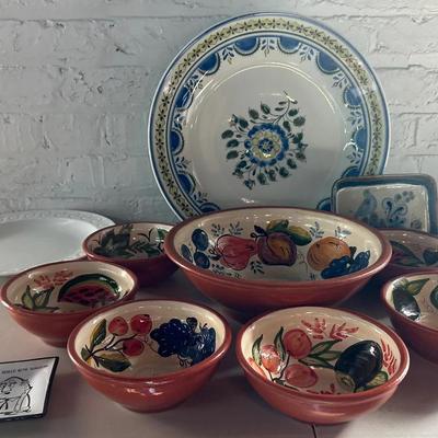 Various Vintage and Newer Ceramics with Mexican Dessert Set, Kings Island Glass Tray and More