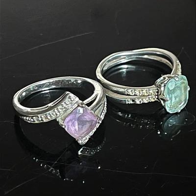 Two Sterling Silver .925 Rings with Stones