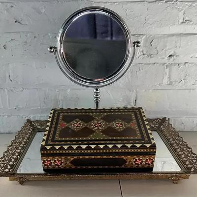 Vanity Mirrors With Inlaid Middle Eastern Box