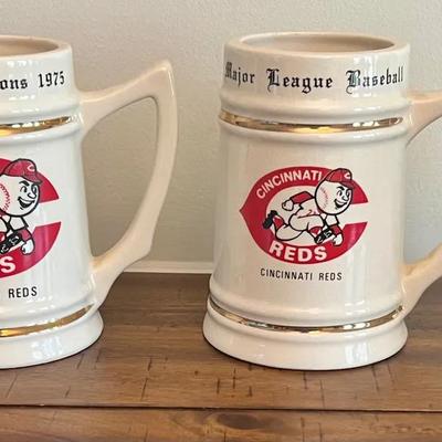 Vintage Cincinnati Reds & Bengals Pottery Mugs