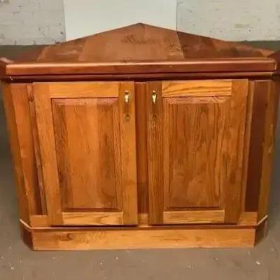 Oak and Plywood Corner Cabinet