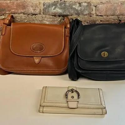Coach Leather Handbag And Wallet With Dooney & Burke Leather Handbag