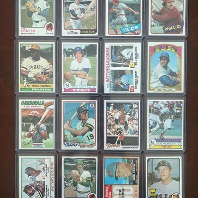 Vintage Baseball Cards. Carl Yastrzemski, Tom Seaver, Johnny Bench, and Mike Schmidt