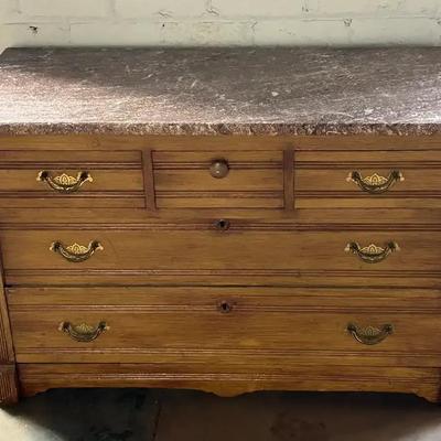 Victorian Painted Wood and Marble Top Dresser