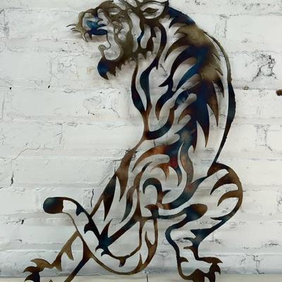 Laser Cut Steel Wall Sculpture of a Tiger