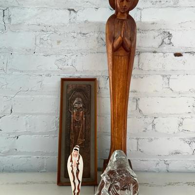 Vintage Isleta Pueblo Virgin Mary Figure, with Carved Wooden Virgin Mary From the Philippines & More