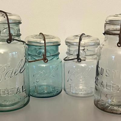 Antique Canning Jars, Wire Bails, Ball - Foster Sealfast