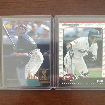 Ichiro Rookie Baseball Cards. 2001 Upper Deck #R104 and 2001 Donruss The Rookies #271