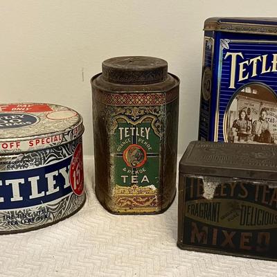 Antique & Vintage Tetley Tea Tins