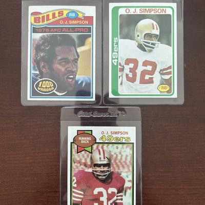 1977, 1978, 1979 Topps OJ Simpson Cards. Card Numbers 100, 400, & 120