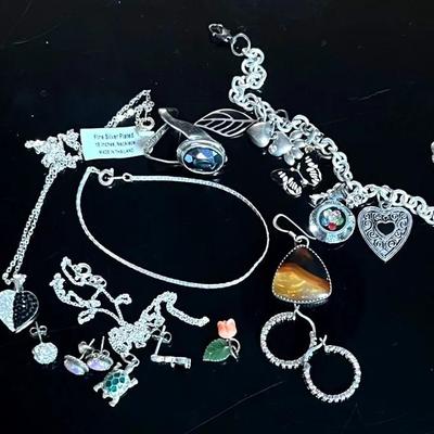 Sterling Silver Jewelry with Fire Opals, Tiger’s Eye, Jade, Semiprecious Stones, Plus Plated