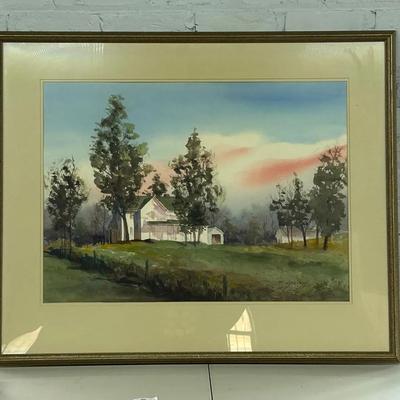 W. Ray Stevens Watercolor Painting of a Homestead "In the Shadows"