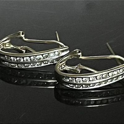 10K Yellow Gold Diamond Half Hoop Earrings