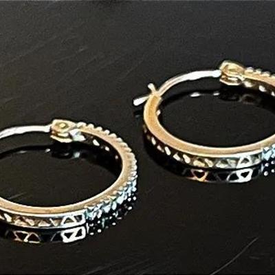 10K Yellow Gold Diamond Hoop Earrings