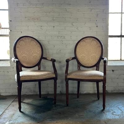 Pair of Louis XVI Style Upholstered Armchairs