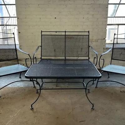 Metal Mesh Patio Furniture Set with Table, Chairs and Sofa