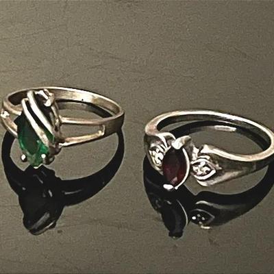 Two Sterling Silver .925 Rings with Stones
