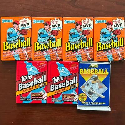 Sealed Baseball Card Packs. 1992 Score. 1993 Topps. 1990 Donruss