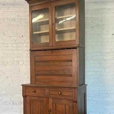 Victorian Poplar Plantation Desk-on-Walnut Chest, 19th Century