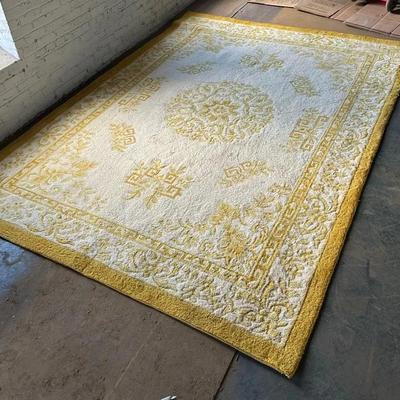 Vintage Cream and Goldenrod Wool Rug