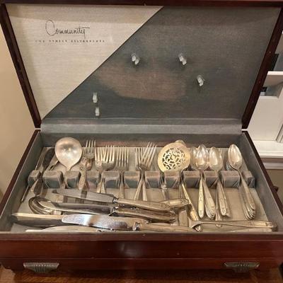 Community Plate Flatware and chest.