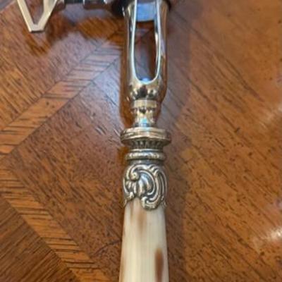 Vintage horn handles Leg of Lamb Holder